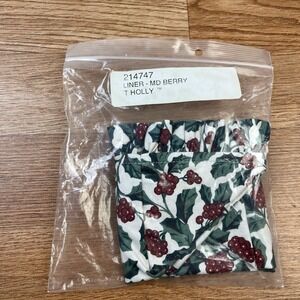 Longaberger Fabric Liner for Medium Berry Basket Traditional Holly NEW 214747